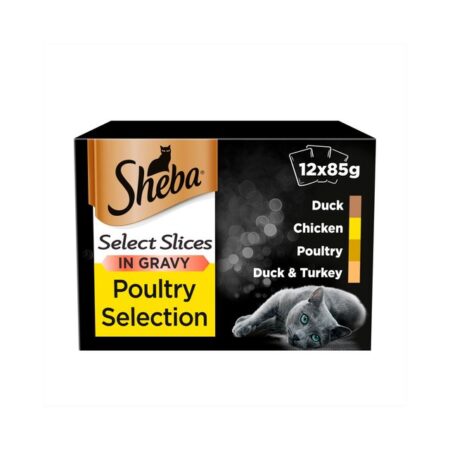 Sheba Select Slices Cat Food Pouches Poultry In Gravy 12 x 85g