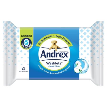 Andrex Classic Clean Washlets Flushable Toilet Wipes 36 per pack