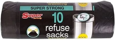 Black Bin Liners Drawstring 100 Litre