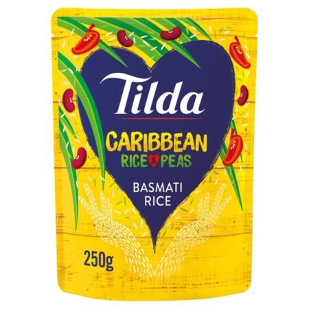 Tilda Caribbean Rice Peas Steamed Basmati Rice 250g
