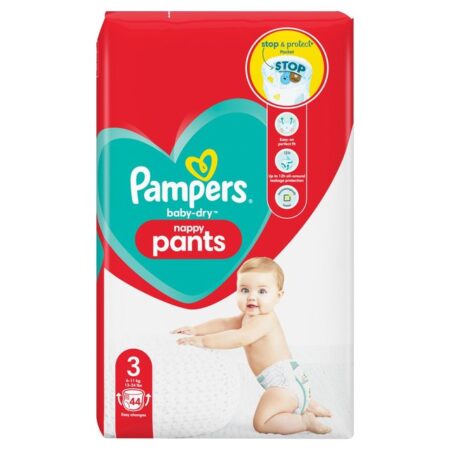 Pampers Baby-Dry Nappy Pants Size 3, 44 Nappies, 6kg – 11kg, Essential Pack 44 per pack