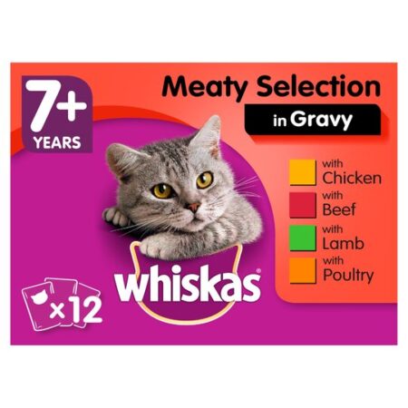 Whiskas 7+ Meat In Gravy Senior Cat Pouches 12 X100g