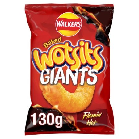 Walkers Wotsits Giants Flamin’ Hot Sharing Snacks Crisps 130g