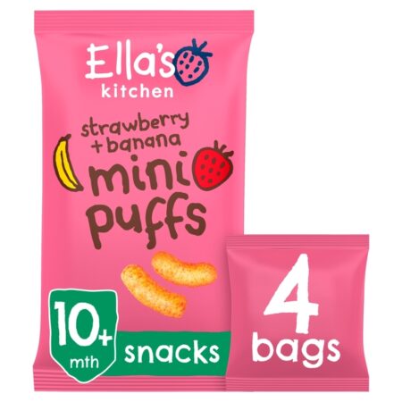Ella’s Kitchen Strawberry + Banana Puffs Multipack Baby Snack 10+ Months 32g