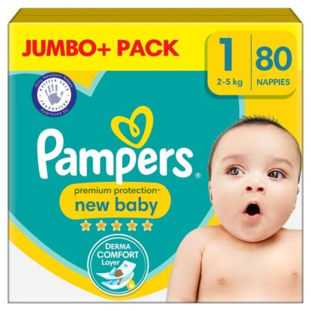 Pampers Premium Protection New Baby Size 1, 80 Nappies Jumbo+ Pack 80 per pack