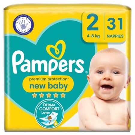 Pampers Premium Protection New Baby Size 2, 31 Nappies Carry Pack