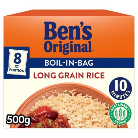 Bens Original Boil-In-Bag Long Grain Rice 8 Bags 500g