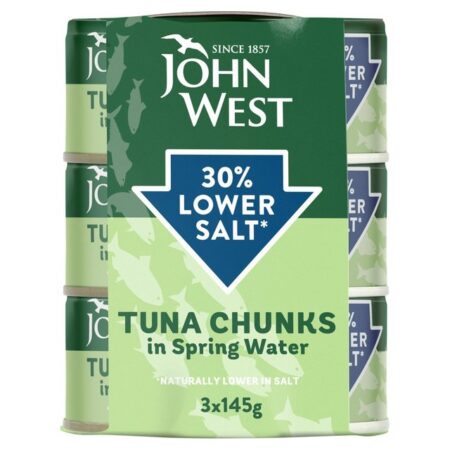 John West 30% Lower Salt Tuna Chunks In Spring Water 3 X 145g