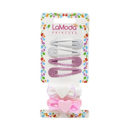 PINK/WHITE GLITTER HEART SET