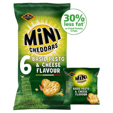 Jacob’s Mini Cheddars Nibblies Cheese Pesto Multipack Snacks 6 x 17g