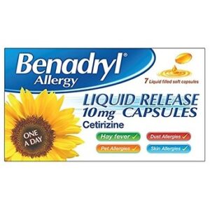 BENADRYL ALLERGY LIQUID RELEASE 10MG CAPSULES