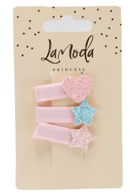 GLITTER HEART STAR CLIPS