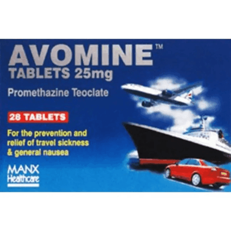 Avomine Travel Sickness Tablets 25mg (Phenergan alternative)