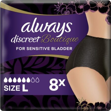 Always Discreet Pants Plus Lrg Black