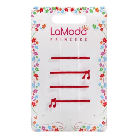 RED MUSIC NOTE HAIR GRIPS